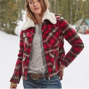Sundance Bowdoin Red Plaid Jacket woolpoly L 12-14